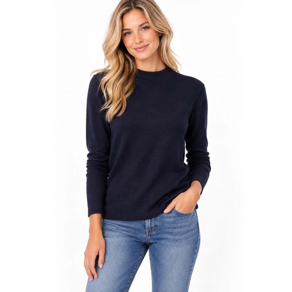 Frances Valentine 100% Merino Wool Sweater Size XL Navy Blue Crewneck Knit